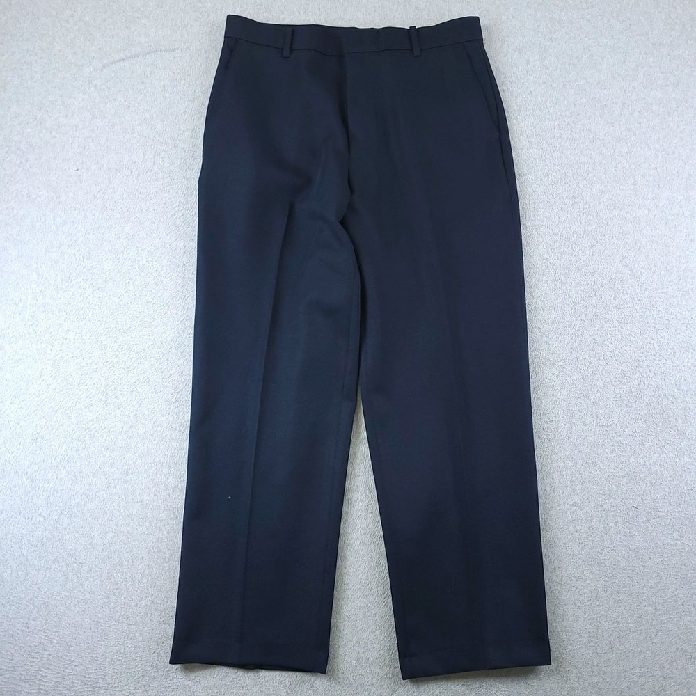 Vintage Levis Action Slacks Pants Mens 33x27 Navy Blue Polyester Dacron No Iron